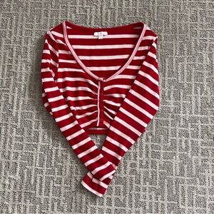 Colsie long sleeve lounge pajama crop top red stripe size small Valentine's Day